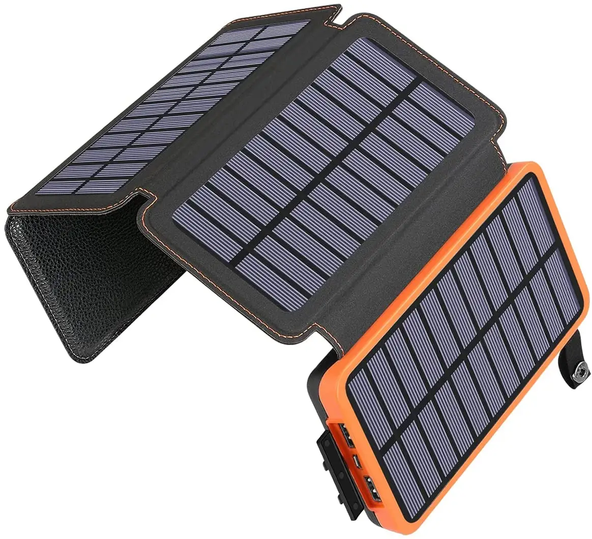 Custom Outdoor power bank solar 20000mah with 3pcs solar panel charger