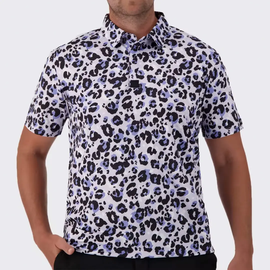 Camiseta polo de golfe em branco de poliéster de sublimação com estampa completa de alta qualidade com logotipo personalizado