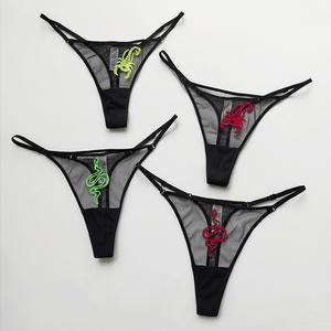 Girls Embroidery Strap Transparent Mesh Mini <b>String</b> <b>Thong</b> Underwear - Product Image 3