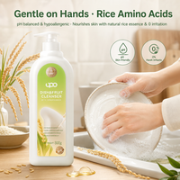 Liquide vaisselle végétal de qualité alimentaire à l'extrait de riz, nettoyant 2-en-1 pour fruits et légumes, savon vaisselle écologique en gros