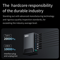Station de charge de bureau 380W GaN 8 ports avec écran numérique, charge rapide multi USB-C PD100W QC3.0 pour ordinateur portable, téléphone, tablette, certifiée CE