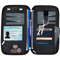 Portefeuille de voyage familial anti-RFID robuste pour 4 passeports, organiseur de documents sécurisé pour le voyage