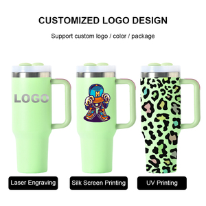 USA Warehouse 40oz H1.0 H2.0 <b>Double</b> <b>Wall</b> Stainless Steel Vacuum Insulated Travel Tumbler Handle LED Temperature Display Party - Product Image 3