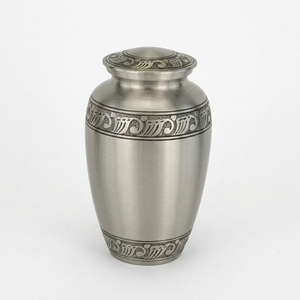 Metal Cremation Urn Handmade <b>Ashes</b> <b>Keepsake</b> Urn Decorative Memorial Urn Silver Grey Tabletop Vase - Indian Home Crafts - Product Image 1