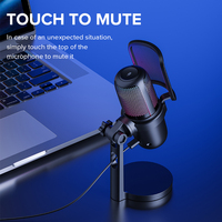 Microfono a Condensatore da Studio con Cavo per Registrazione, Trasmissioni, YouTube, Live Stream e Gaming con RGB e USB