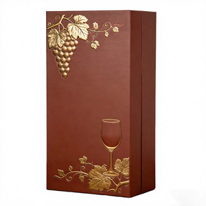 Emballage cadeau de luxe avec couvercle et base gaufrés, estampage à chaud doré, boîte rigide pour vin du Festival de la Mi-Automne avec doublure en velours - Product Image 3