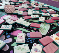 Ensemble de Mahjong américain personnalisé de luxe, pliable, portable, en acrylique sculpté, rose clair, 4 couches, pour les jeux de société en famille ou comme cadeau