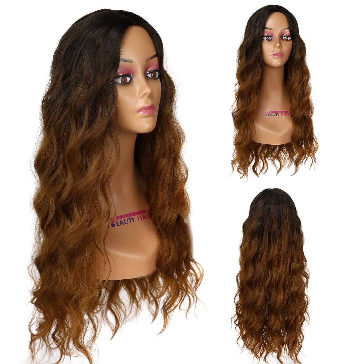 Synthetic Long Curly Hair Wigs 265G Black Brown Party Cosplay Daily Use Instagram Trends For Girls Lolita Natural Wavy Wig