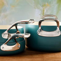 Ensemble de 12 casseroles et poêles en aluminium avec revêtement céramique antiadhésif non toxique vert sauge