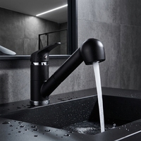 Robinet de lavabo en laiton massif chromé, monocommande, avec douchette extractible, anti-fuite, robuste, à montage sur comptoir, moderne, avec cartouche céramique
