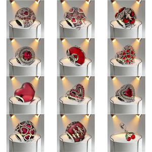 Pulsera <span class=keywords><strong>de</strong></span> <span class=keywords><strong>Plata</strong></span> Pura 925 para Mujer, con Diseño <span class=keywords><strong>de</strong></span> Manzana Roja, Fresa y Cereza en Forma <span class=keywords><strong>de</strong></span> Corazón, Pulsera <span class=keywords><strong>de</strong></span> Cristal con Cuentas DIY - Product Image 1