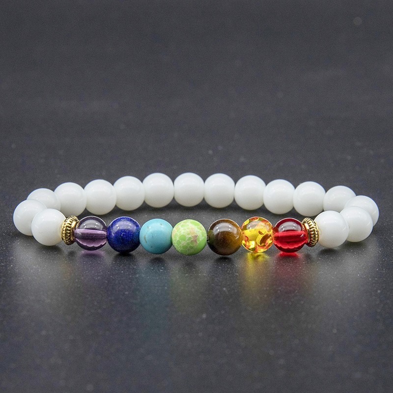 Bracelet porcelaine arc-en-ciel blanc