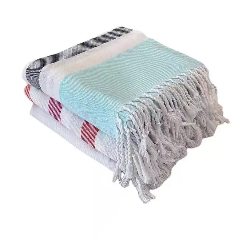 100% कॉटन टर्किश बाथ तौलिया जेकक्वार्ड बीच तौलिया फ़ौटा हल्के वजन का रेत मुक्त