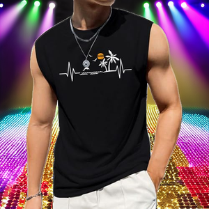 Débardeur décontracté en maille respirante pour homme, effet résille brillant, coupe musclée, sans manches, idéal pour les soirées et les boîtes de nuit - Product Image 2