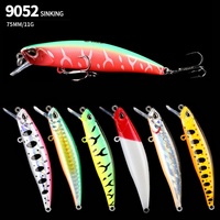 Umpan Pancing Minnow Wobbler Suspend Jerkbait Buatan 7.5cm 11g, Umpan Keras untuk Ikan Trout, Culter, Alburnus, dan Perch