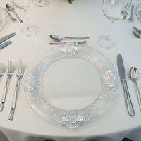 Assiettes de présentation de luxe en plastique transparent à motif baroque, réutilisables pour la table, la restauration et la décoration d'événements