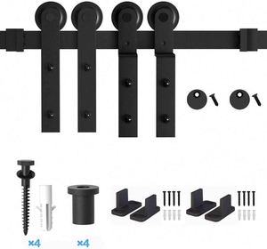 WEKIS Kit de Rieles Deslizantes de Acero para Puertas Correderas Tipo Granero, con Rodillos en Forma de Corazón Retro, Fácil de Instalar, para Armarios y Dormitorios - Product Image 4