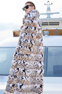 Abrigo de Piel de Lince Canadiense Americano Vintage de Longitud Completa, <span class=keywords><strong>Precios</strong></span> de Fábrica, Abrigo de Visón con Patrón de Leopardo Natural - Product Image 4