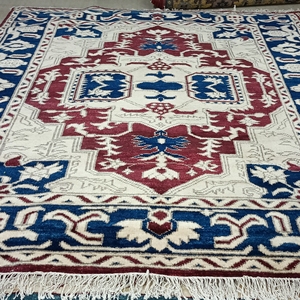 Premium Hand Knotted New Zealand Wool Heriz Inspired Area Rug – 8×10 Ft Traditional Geometric <b>Carpet</b> - Product Image 4