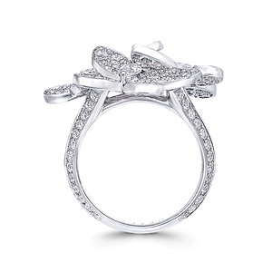 Bague de luxe F613 en or blanc avec diamant taille marquise couleur D naturel, bijoux de mariage pour femme - Product Image 4