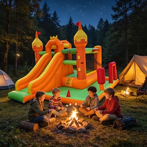 GOLDEN ART Y-250 Castello Gonfiabile in PVC a Tema Fiabesco, Castello Saltarello per Bambini con Doppio Scivolo, Giochi Gonfiabili da Esterno per Giardino - Product Image 2