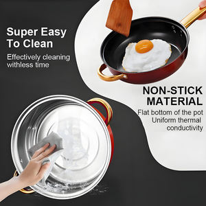 12-Piece Design Moderno Aço Inoxidável Non-Stick Cookware Conjunto Cozinha Coleção Vermelha com Solução Completa - Product Image 5