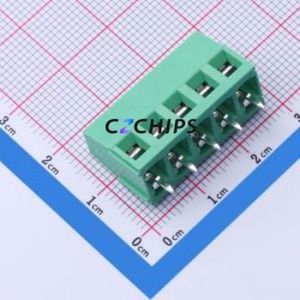MX128-5.08-05P-GN01-Cu-Y-A Screw Terminal Block Through hole Component (THT),P=5.08mm Connector 1x5P 5.08mm Green Through Hole - Product Image 1