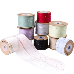 Pita Tulle berlian imitasi polos Solid 4/5cm gaya manis untuk Diy pita dekorasi kotak hadiah pita Organza berlian - Product Image 3