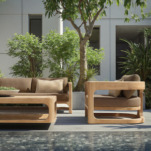 Muebles de Jardín de Diseño Moderno y Lujoso, Sofá de Madera Maciza para Patio, Conjunto de Muebles de Jardín de Teca ORT-1801J - Product Image 2
