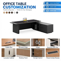Bureau de direction ergonomique moderne, table d'ordinateur en bois de luxe avec tiroirs pour bureau commercial ou à domicile