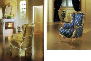 French Royal Luxury Wooden Armchair <strong>Green</strong> Fabric <strong>Accent</strong> <strong>Chair</strong> - Product Image 2