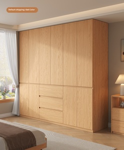 XHA Solid Wood Segmented <b>Wardrobe</b> Oak Finish Contemporary Modern Design 8 Drawers Home Bedroom Master Bedroom Hotel Living Room - Product Image 1