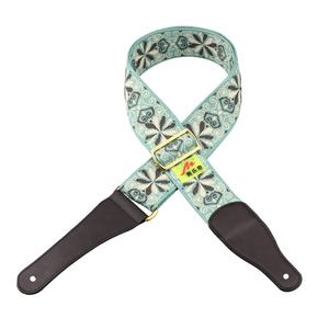 Correa de Guitarra Roja Bordada con Tejido Acuarela Vintage Personalizada, Extremos de Cuero Genuino de 60x150mm para Ukelele Acústico/Eléctrico - Product Image 4