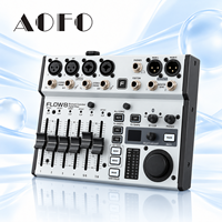 Console de mixage numérique AOFO Flow8 Mini, interface audio USB 8 canaux, Bluetooth et contrôle par application, processeurs pour diffusion en direct et podcast