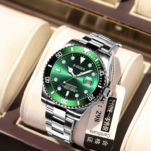 X-GEQCK Montre <span class=keywords><strong>Homme</strong></span> de Style Classique Tendance en Acier Inoxydable, Montre-Bracelet de Luxe de Grande Marque, Idée Cadeau - Product Image 2