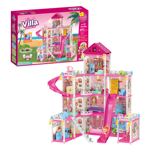 2025 filles 297 pièces semblant princesse rose maison <span class=keywords><strong>de</strong></span> poupée meubles accessoires 4 histoires 12 chambres luxe Villa château jouets avec lumière - Product Image 4