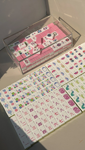 Fast Delivery from US Warehouse: Custom Cute American Mahjong <b>Set</b> (160 Tiles) – Hand-Painted Acrylic, Foldable, Modern Luxury Ga - Product Image 3