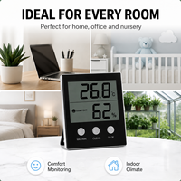 Thermomètre et hygromètre d'intérieur avec grand écran LCD, moniteur de température et d'humidité ambiante avec indicateur de confort max/min pour la maison et la crèche