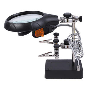 Loupe de bijoutier professionnelle avec support auxiliaire 2,5X 7,5X 10X, main d'aide pour la soudure et 6 lumières LED - Product Image 6