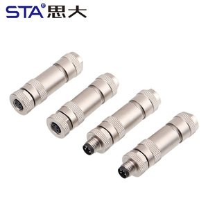 M8 Aviation Plug 3 4 Pin Straight Male Female Head Metal <strong>Assembled</strong> Shielded Waterproof Connector IP67 Screw PG7 a B D <strong>Code</strong> - Product Image 1