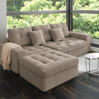 Modulares Cloud-Sofa-Set mit Sektionalem Ottoman, Modern Gepolstert mit Samt, Umweltfreundliche Holzbeine, Kunstfell-Bezug, für Apartments
