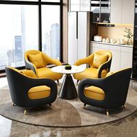 Ensemble de tables et chaises de réception de luxe en acier inoxydable et cuir pour hôtel, bureau, hall d'entrée, salon