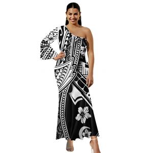 Benutzer definierte polynesische Stammes-Tattoo-Design Sexy eine Schulter Plus Size Meerjungfrau <span class=keywords><strong>Prom</strong></span> Kleid Party kleid - Product Image 3