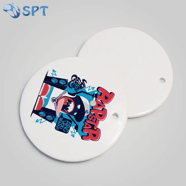 Fine Workmanship Print Wholesale Blank Ceramic Round Ornament Sublimation White Christmas Tree Disc House Ornaments