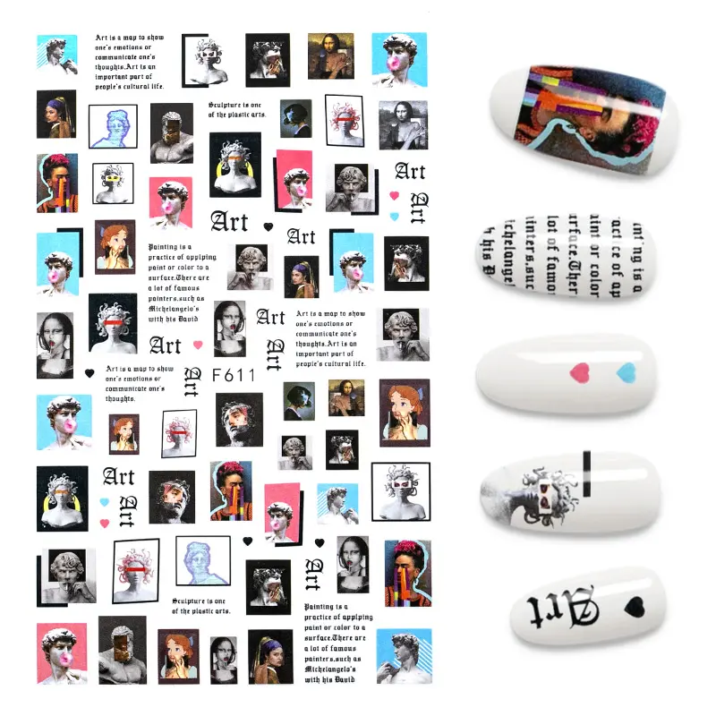 The New 3D Nail Art Sticker Character Image Abstract Nail Decal Manicure Stickers for Nails Decorations