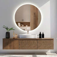 Top Vente Poli Bord Led Lumière Cosmétique Salle De Bains Miroir Mur Rond Smart Toilette Miroir Bain Led Miroir pour Hôtel