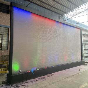 Fontaine d'eau d'intérieur contemporaine à LED, quatre saisons, en acier inoxydable, cascade en maille, fontaine de jardin sur pied - Product Image 1