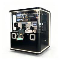 Kiosque à café robotisé commercial, distributeur automatique de café, barista robot en libre-service avec commande sur écran tactile