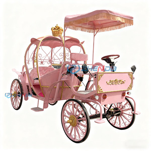 Zhenda <b>Pink</b> Wedding Princess Pumpkin Horse Cart Canopy Special Transport Outdoor Amusement Park Electric Sightseeing Carriage - Product Image 1