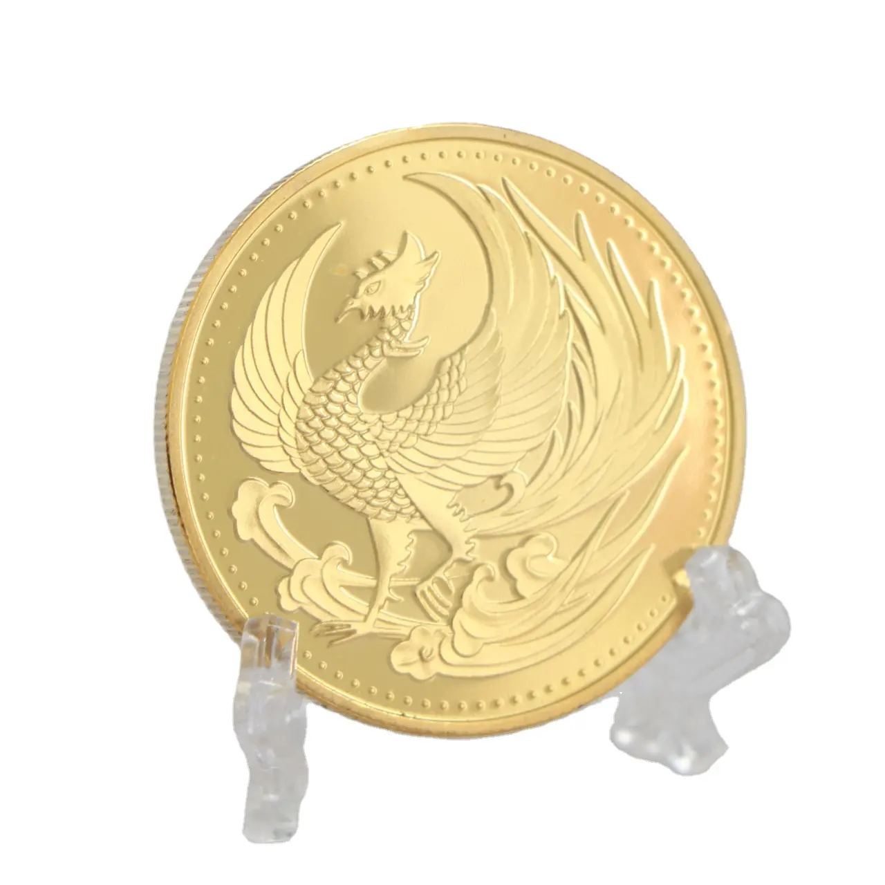 Japanese traditional culture Phoenix Nirvana commemorative coin gold-plated hundred bird scales wishing Phoenix gold coin